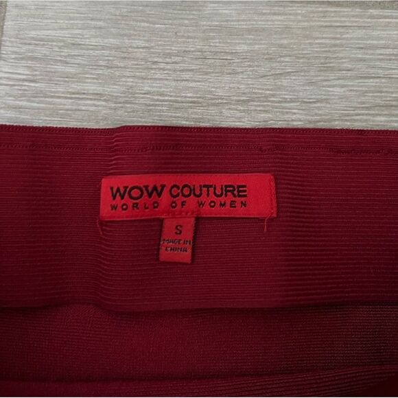 WOW COUTURE Womens Basic Bandage High Waist Mini Skirt Cherry Red size S - Picture 2 of 4